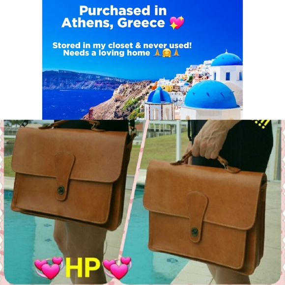 Vintage Handbags - 🌟MILDRED🌟 NEW Greece Leather briefcase & Bangle